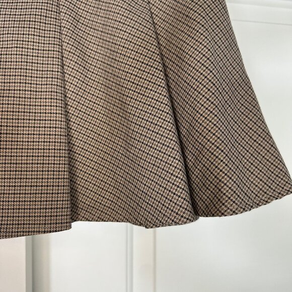 H&M Brown & Beige Houndstooth Pleated Mini Skirt - Medium - Picture 5 of 11